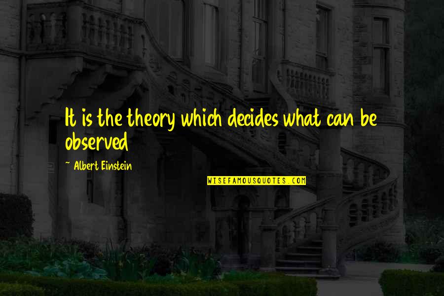 Subject And Object Quotes By Albert Einstein: It is the theory which decides what can