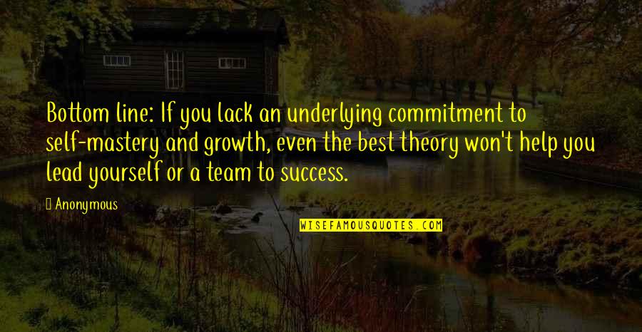 Success Team Quotes By Anonymous: Bottom line: If you lack an underlying commitment