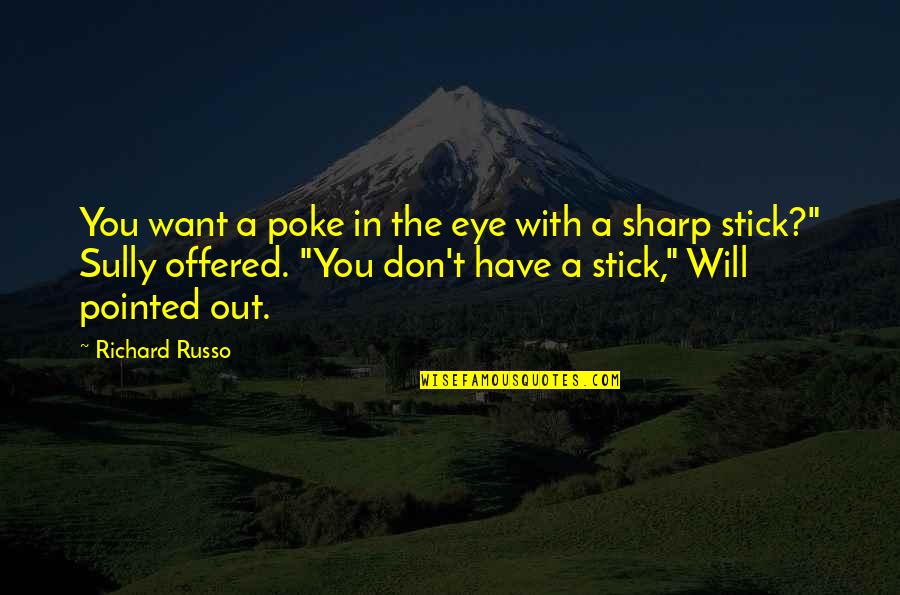 Sully'd Quotes By Richard Russo: You want a poke in the eye with