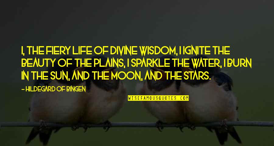 Sun And Moon Life Quotes By Hildegard Of Bingen: I, the fiery life of divine wisdom, I