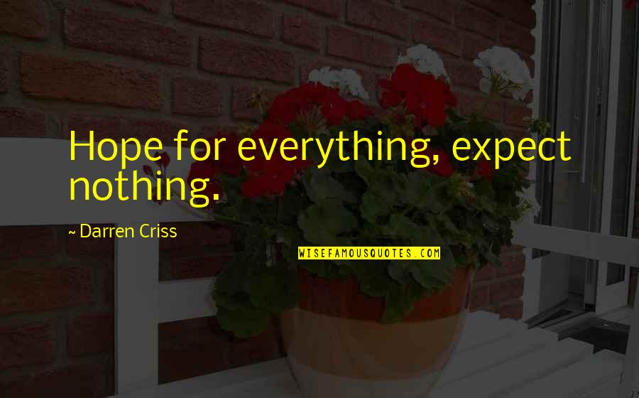 Sunflower Sutra Quotes By Darren Criss: Hope for everything, expect nothing.