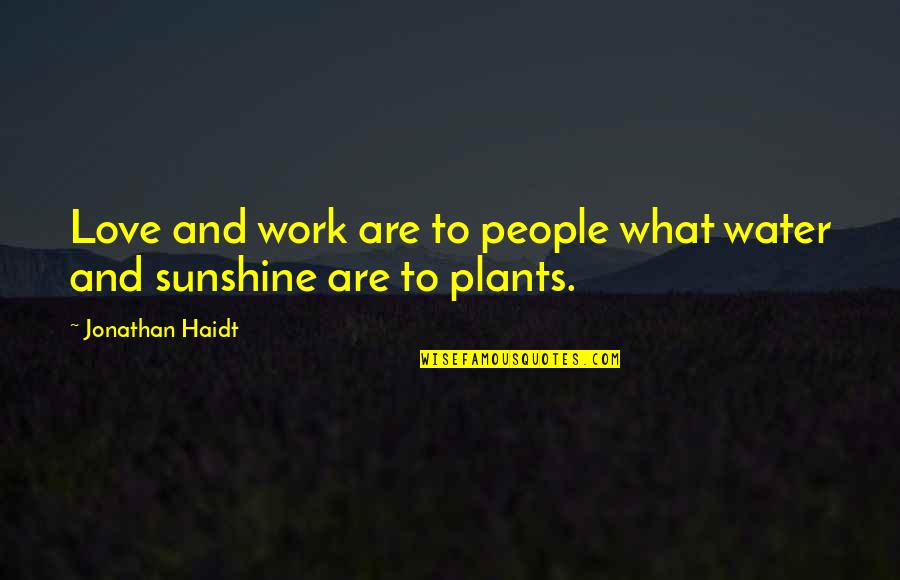 Sunshine And Happiness Quotes By Jonathan Haidt: Love and work are to people what water