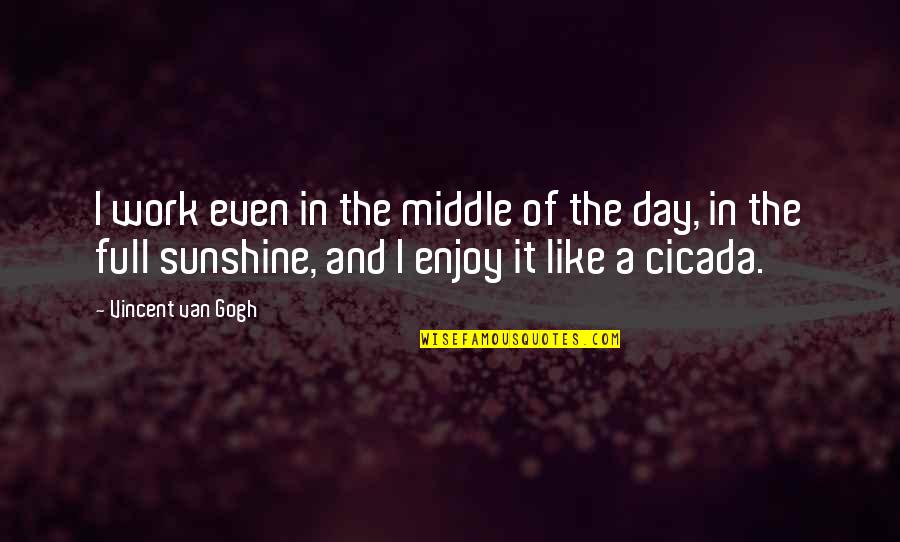 Sunshine And Quotes By Vincent Van Gogh: I work even in the middle of the