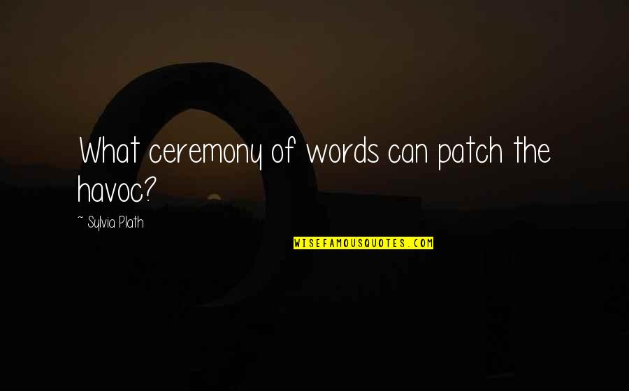 Superstructures Video Quotes By Sylvia Plath: What ceremony of words can patch the havoc?