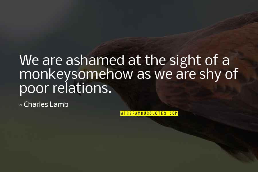 Suppressive Quotes By Charles Lamb: We are ashamed at the sight of a