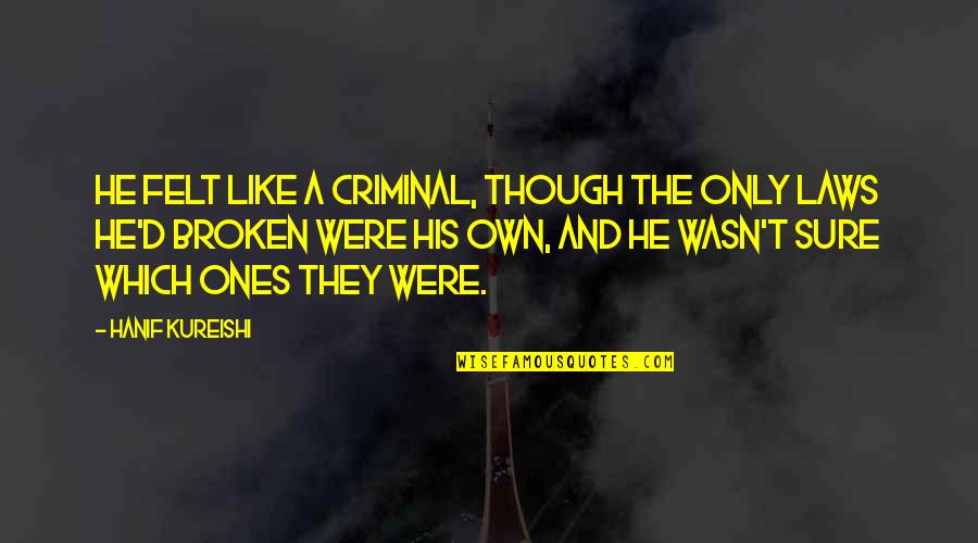 Sure He Quotes By Hanif Kureishi: He felt like a criminal, though the only