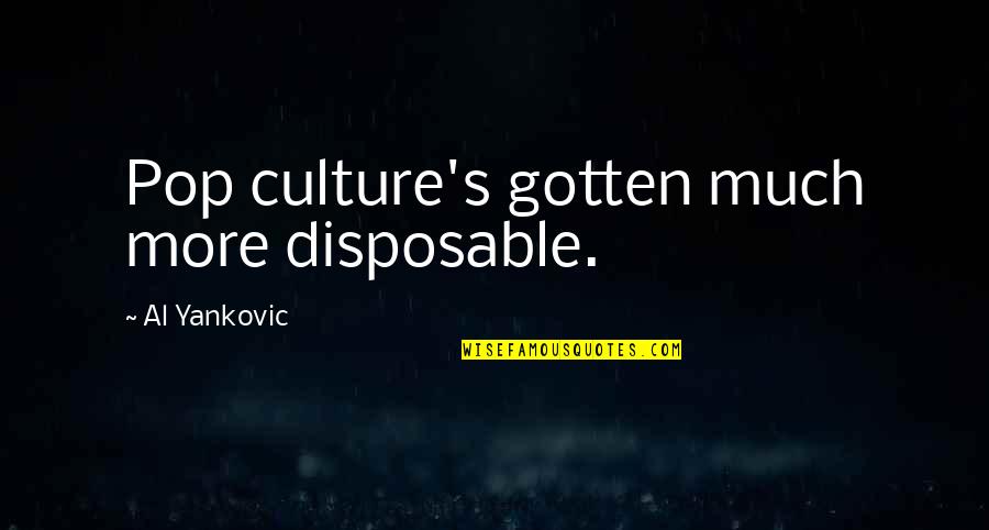 Suskin Realty Quotes By Al Yankovic: Pop culture's gotten much more disposable.