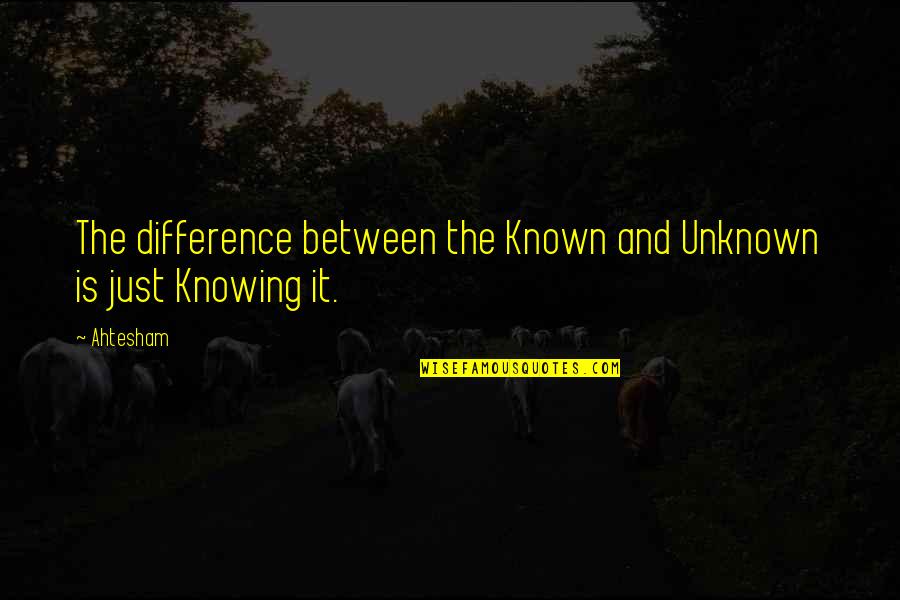 Sustainability In Fashion Quotes By Ahtesham: The difference between the Known and Unknown is