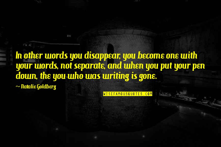 Sutil Definicion Quotes By Natalie Goldberg: In other words you disappear, you become one