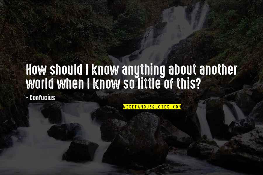 Tainter Town Quotes By Confucius: How should I know anything about another world