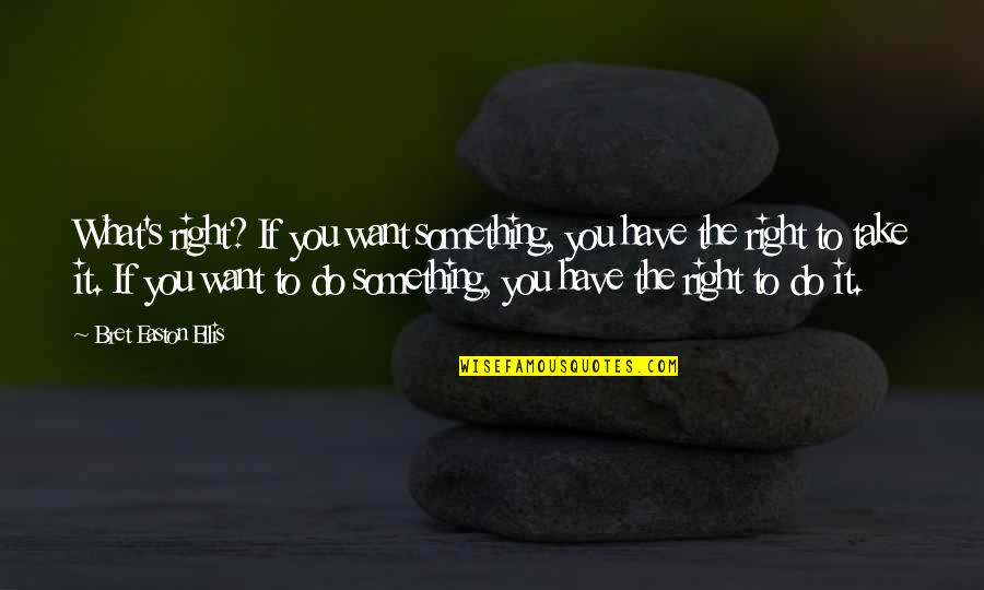 Take What You Have Quotes By Bret Easton Ellis: What's right? If you want something, you have