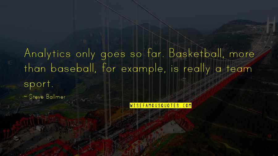 Tanninen Homes Quotes By Steve Ballmer: Analytics only goes so far. Basketball, more than