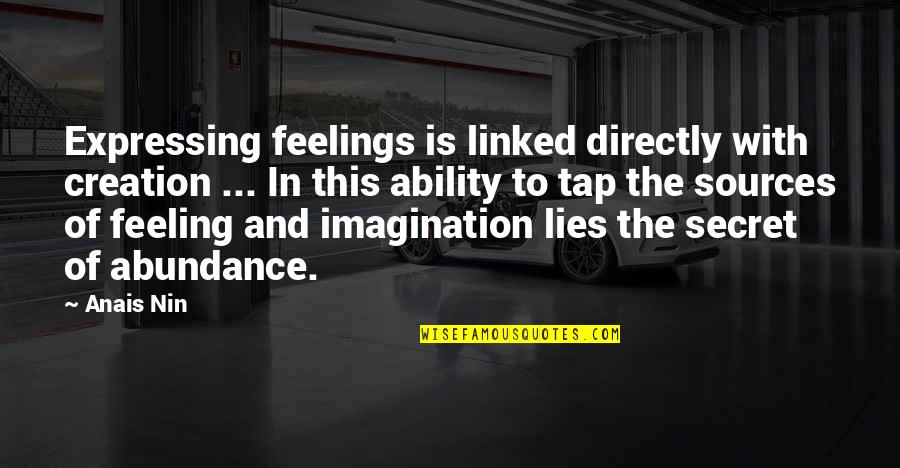 Tap'ring Quotes By Anais Nin: Expressing feelings is linked directly with creation ...