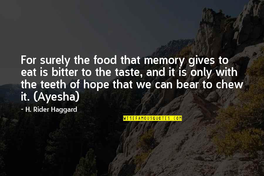 Taste Of Food Quotes By H. Rider Haggard: For surely the food that memory gives to