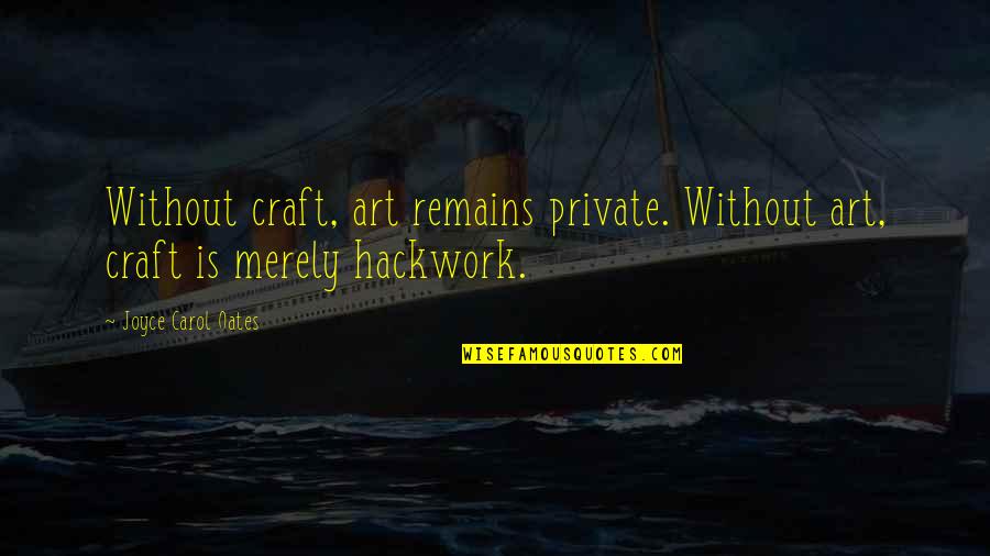 Td Car Insurance Quotes By Joyce Carol Oates: Without craft, art remains private. Without art, craft