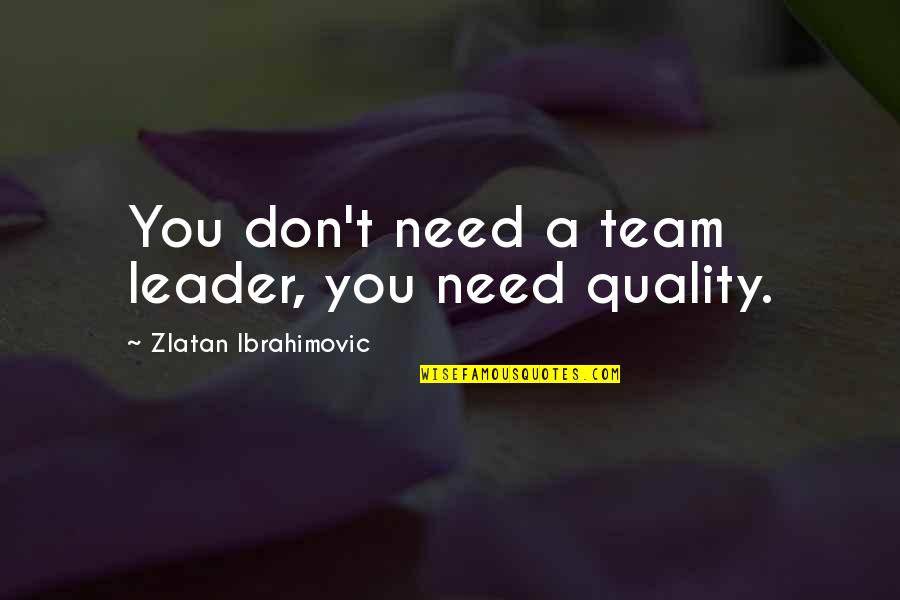 Team Quality Quotes By Zlatan Ibrahimovic: You don't need a team leader, you need