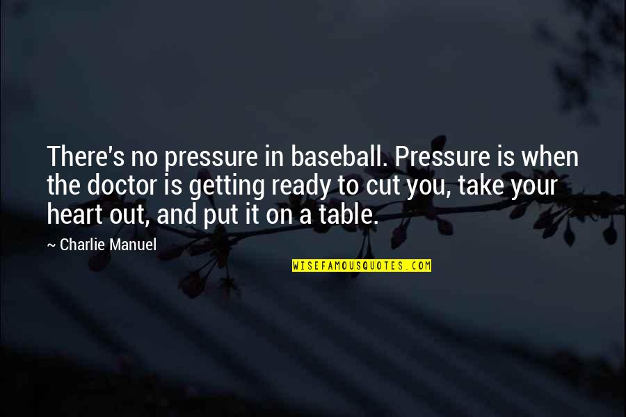 Thank You For Not Giving Up On Me Quotes By Charlie Manuel: There's no pressure in baseball. Pressure is when