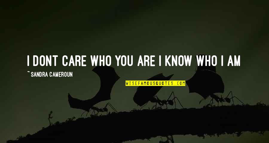 That I Dont Care Quotes By Sandra Cameroun: I dont care who you are I know