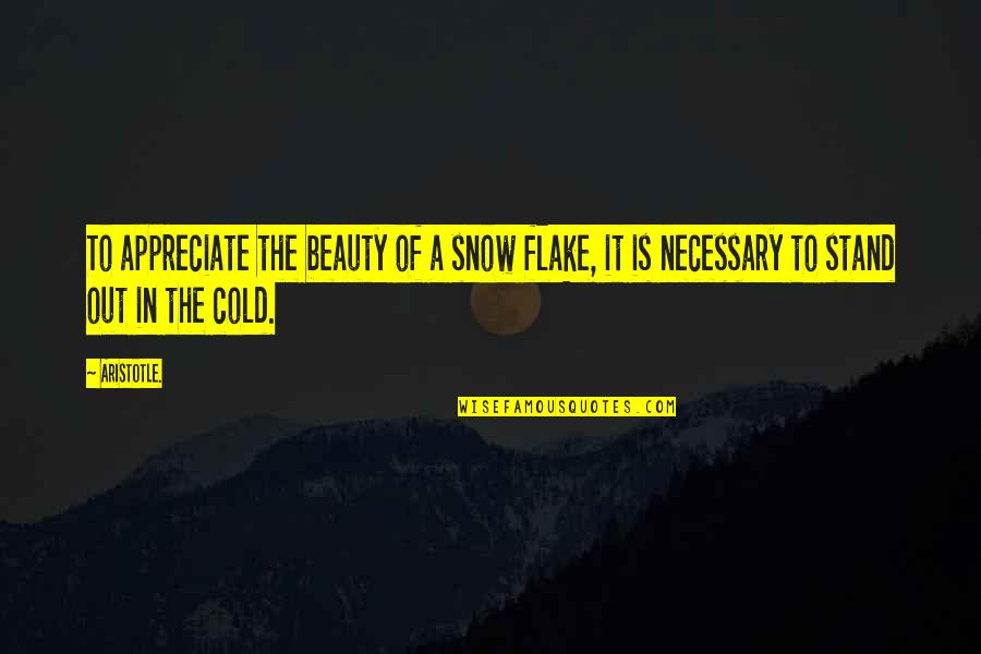 The Cold Out Quotes By Aristotle.: To appreciate the beauty of a snow flake,