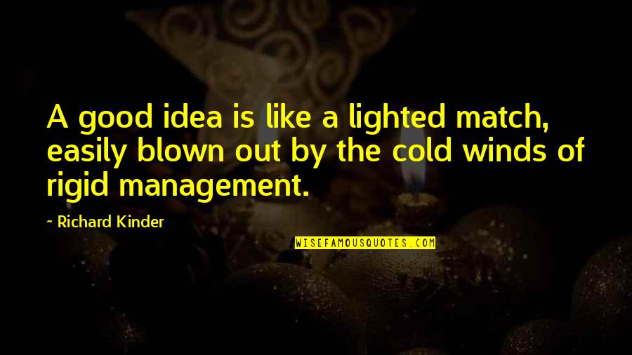 The Cold Out Quotes By Richard Kinder: A good idea is like a lighted match,