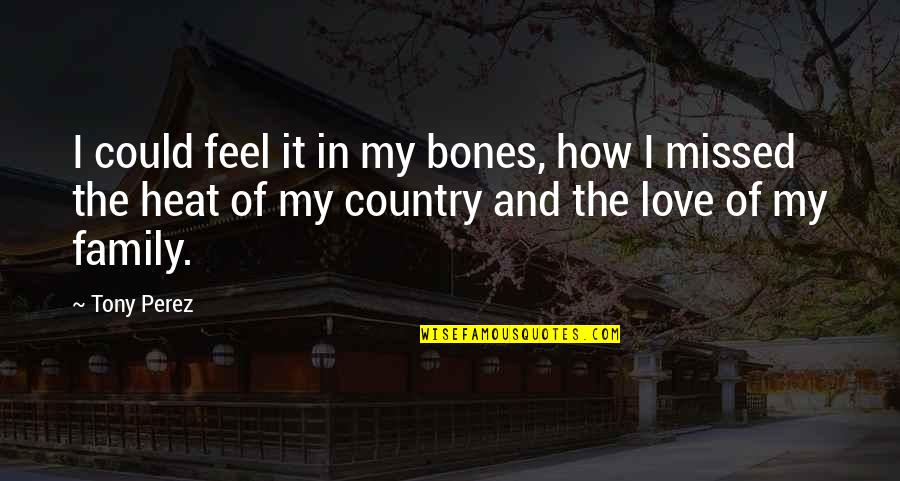 The Country Quotes By Tony Perez: I could feel it in my bones, how