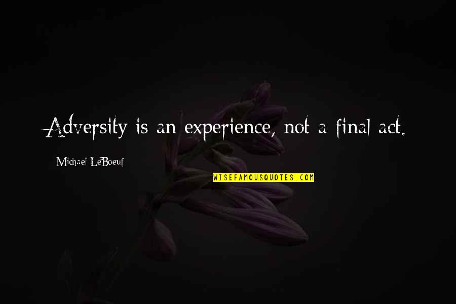 The Final Act Quotes By Michael LeBoeuf: Adversity is an experience, not a final act.