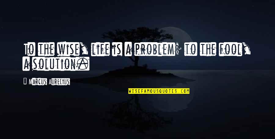 The Fool Quotes By Marcus Aurelius: To the wise, life is a problem; to