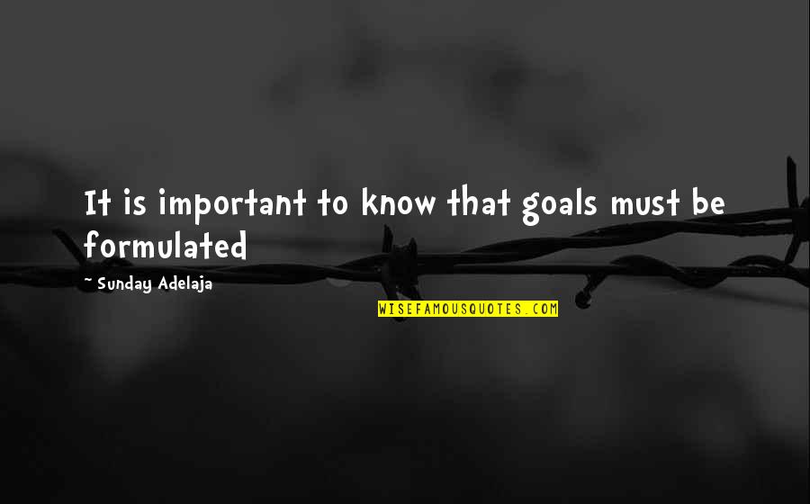 The Importance Of Goals Quotes By Sunday Adelaja: It is important to know that goals must