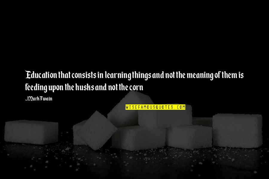 The Meaning Of Things Quotes By Mark Twain: Education that consists in learning things and not