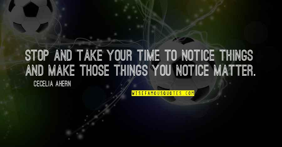 The Only Things That Matter Quotes By Cecelia Ahern: Stop and take your time to notice things