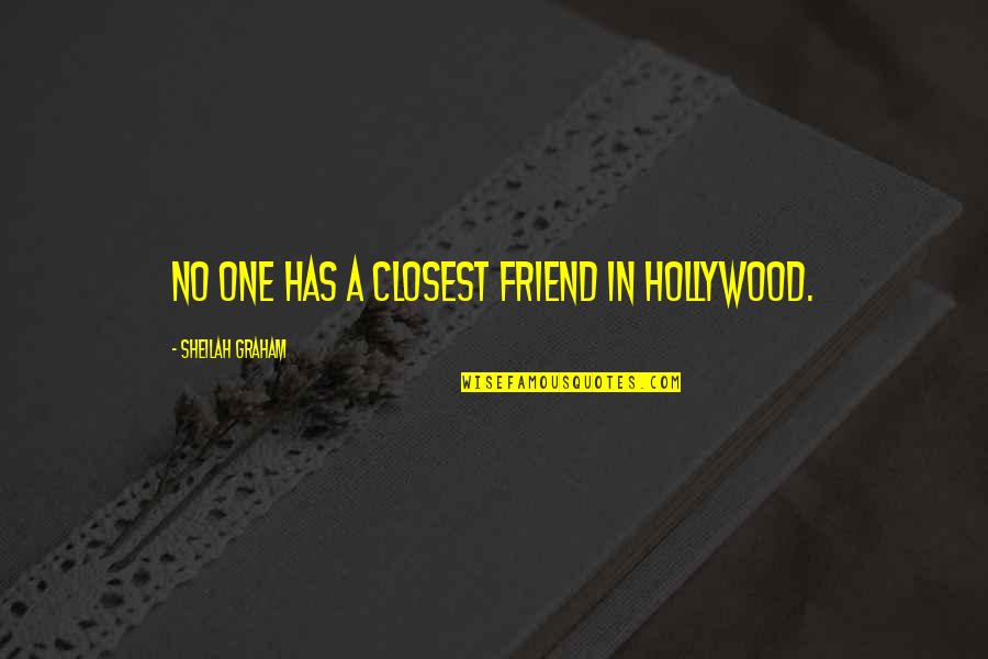 The Other Hollywood Quotes By Sheilah Graham: No one has a closest friend in Hollywood.