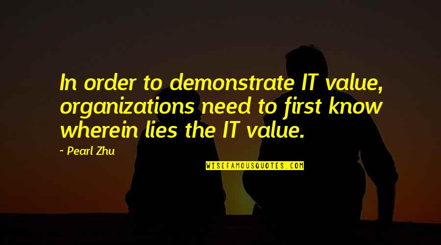 The Pearl In The Pearl Quotes By Pearl Zhu: In order to demonstrate IT value, organizations need