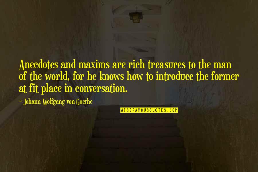 The Rich Man Quotes By Johann Wolfgang Von Goethe: Anecdotes and maxims are rich treasures to the