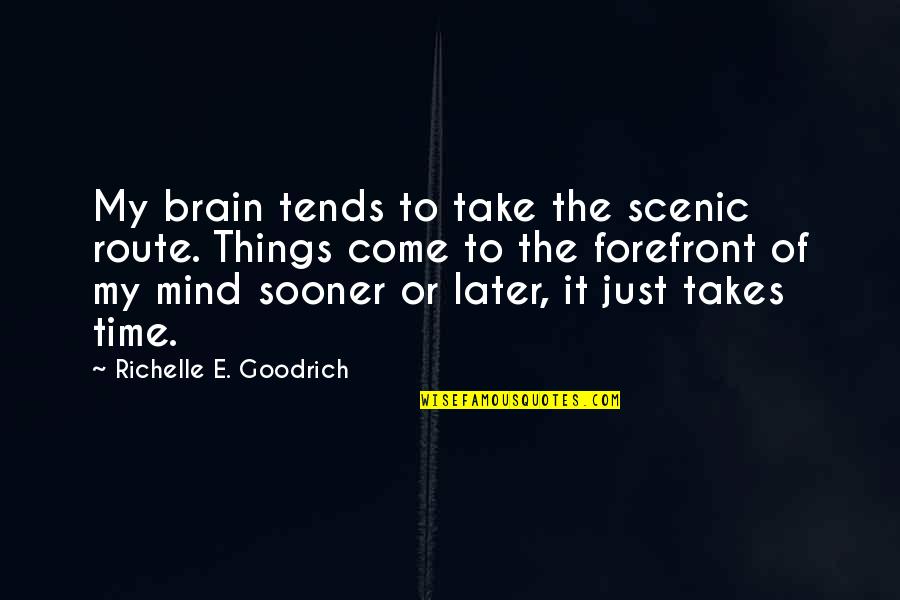 The Scenic Route Quotes By Richelle E. Goodrich: My brain tends to take the scenic route.