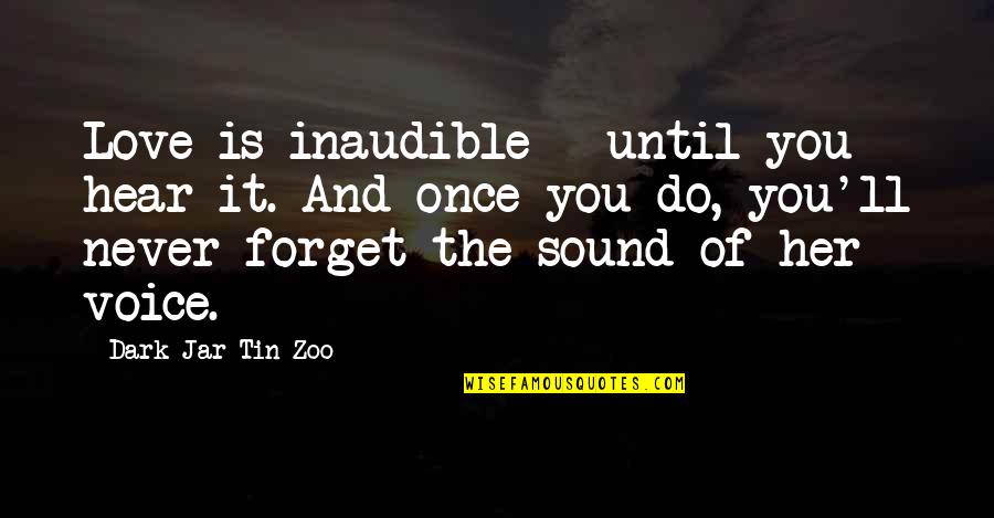 The Sound Of Your Voice Quotes By Dark Jar Tin Zoo: Love is inaudible - until you hear it.