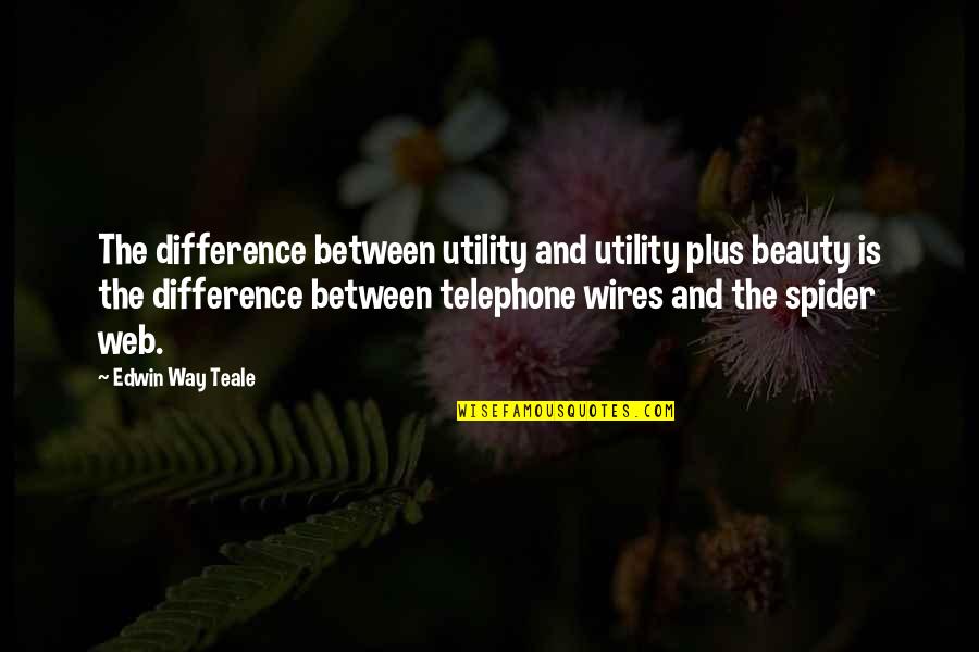 The Spider Web Quotes By Edwin Way Teale: The difference between utility and utility plus beauty