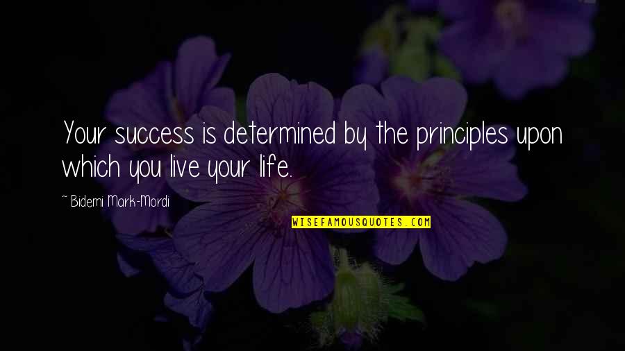 The Success Principles Quotes By Bidemi Mark-Mordi: Your success is determined by the principles upon