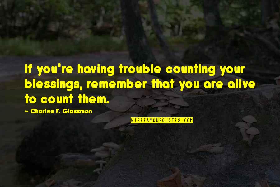 The Vow Ending Quotes By Charles F. Glassman: If you're having trouble counting your blessings, remember