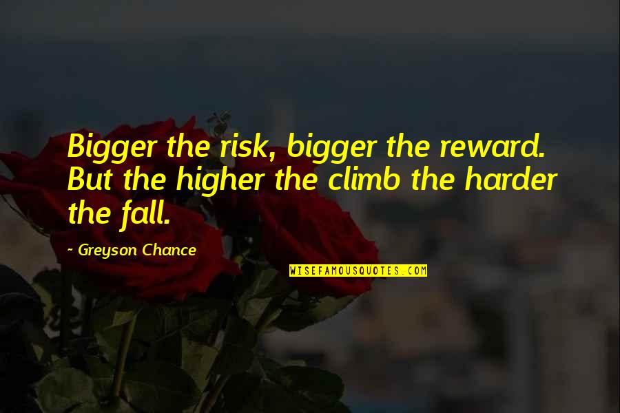 The Water Frame Quotes By Greyson Chance: Bigger the risk, bigger the reward. But the