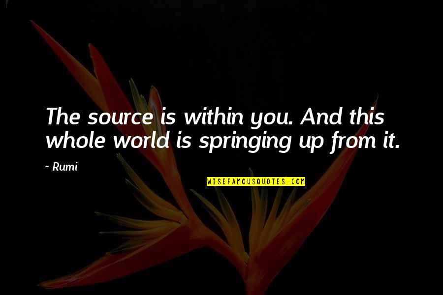 The Whole World Quotes By Rumi: The source is within you. And this whole