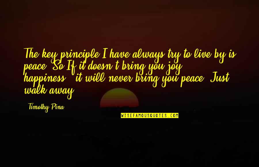 The Will To Live Quotes By Timothy Pina: The key principle I have always try to