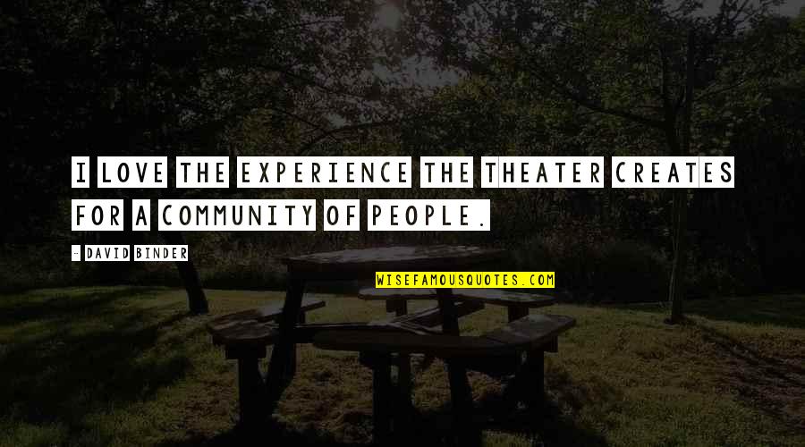 Theater Quotes By David Binder: I love the experience the theater creates for