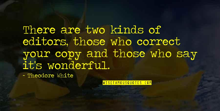 Theodore's Quotes By Theodore White: There are two kinds of editors, those who