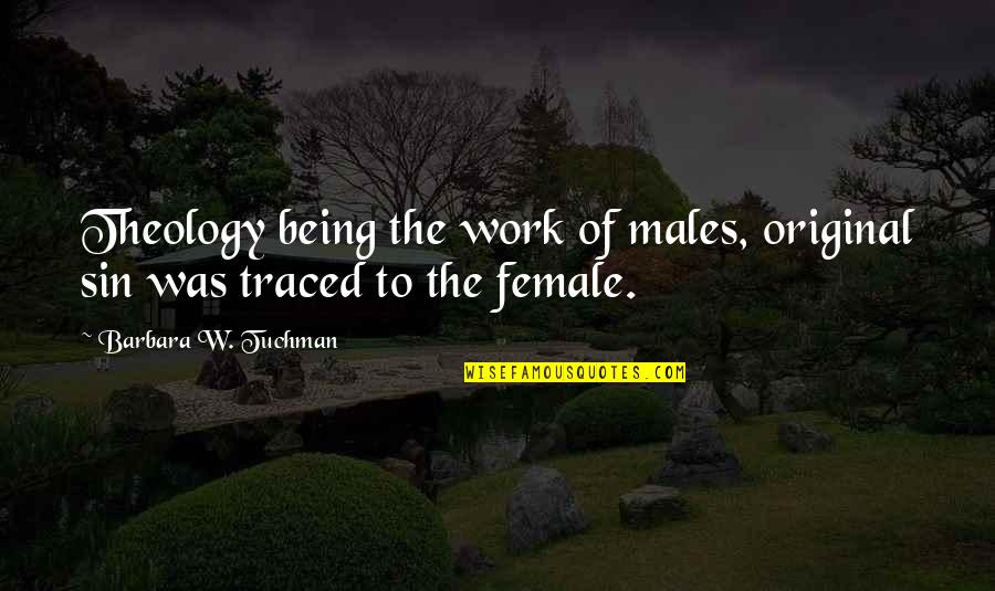 Theology Of Work Quotes By Barbara W. Tuchman: Theology being the work of males, original sin