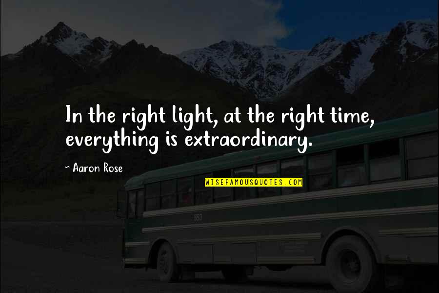 There Is A Right Time For Everything Quotes By Aaron Rose: In the right light, at the right time,