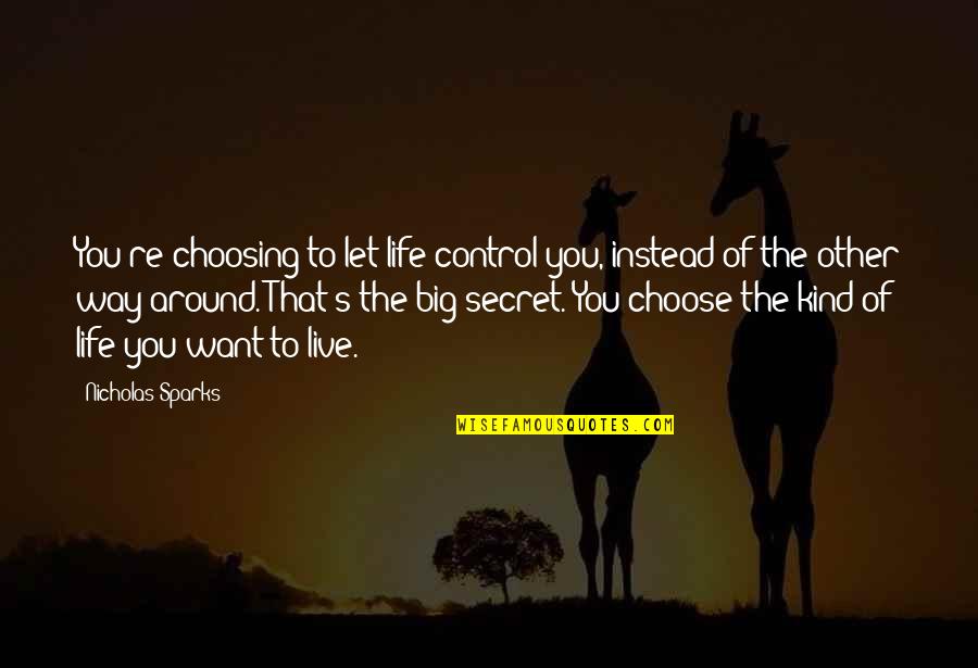 There Will Always Be Someone Prettier Quote Quotes By Nicholas Sparks: You're choosing to let life control you, instead