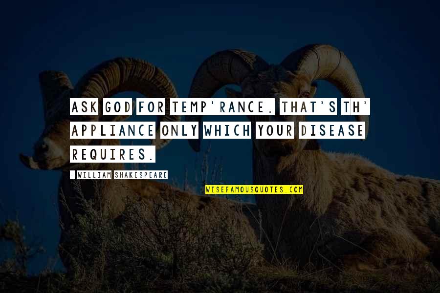 Th'externals Quotes By William Shakespeare: Ask God for temp'rance. That's th' appliance only