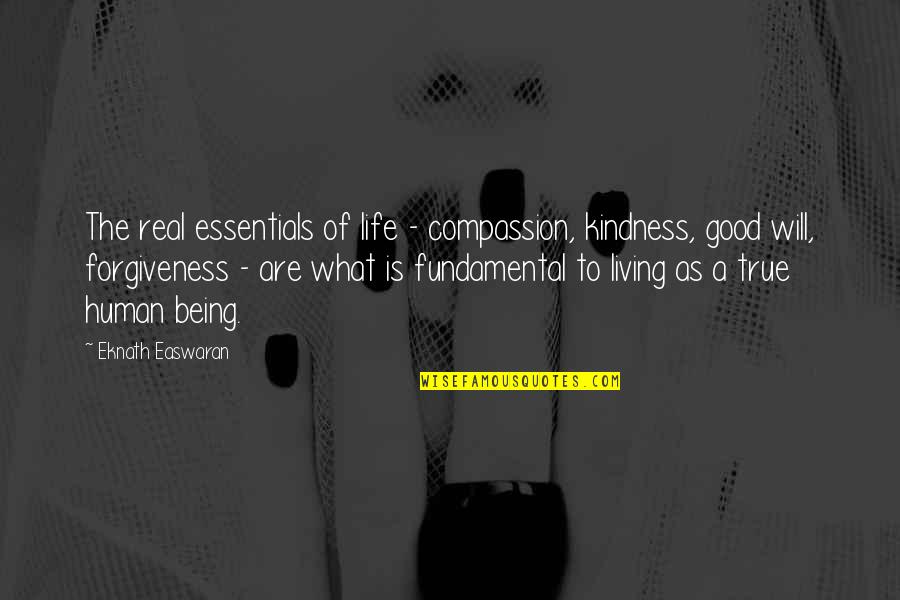 Things Never Being The Same Quotes By Eknath Easwaran: The real essentials of life - compassion, kindness,