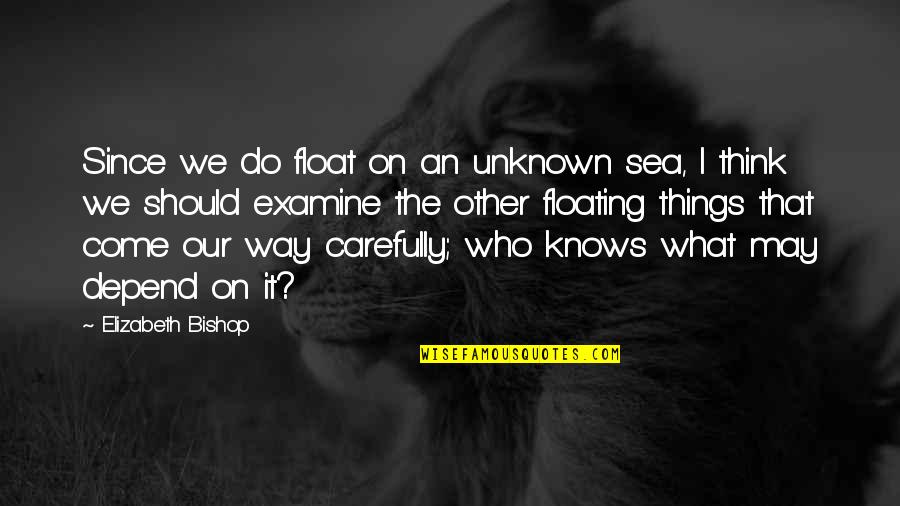 Things That I Do Quotes By Elizabeth Bishop: Since we do float on an unknown sea,