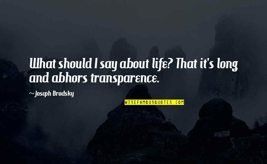 Thinking Bad Of Someone Quotes By Joseph Brodsky: What should I say about life? That it's